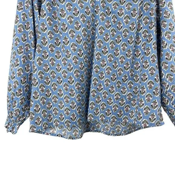J. Crew floral‎ Cotton artist top blouse Sz S Quiet Harbor Bright Pep - Picture 5 of 9